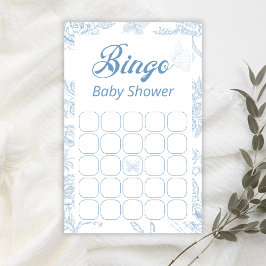 Playful Blue Butterfly Floral Baby Dusche Bingo
