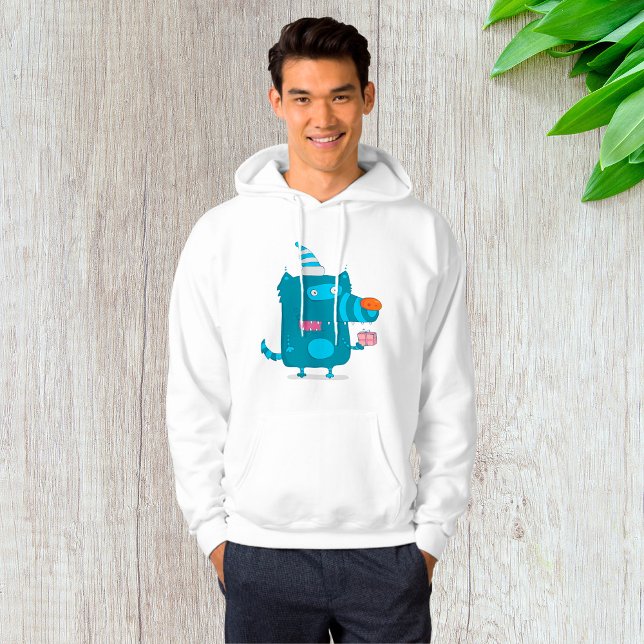 Playful Blue Cartoon Monster mit Party Hat Hoodie (Von Creator hochgeladen)