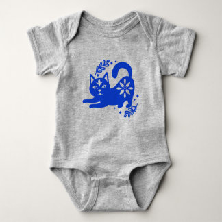Playful Blue Cat Baby Bodysuit – CozyBun Baby Strampler