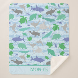 Playful Blue Green Ocean Life Design Sherpadecke