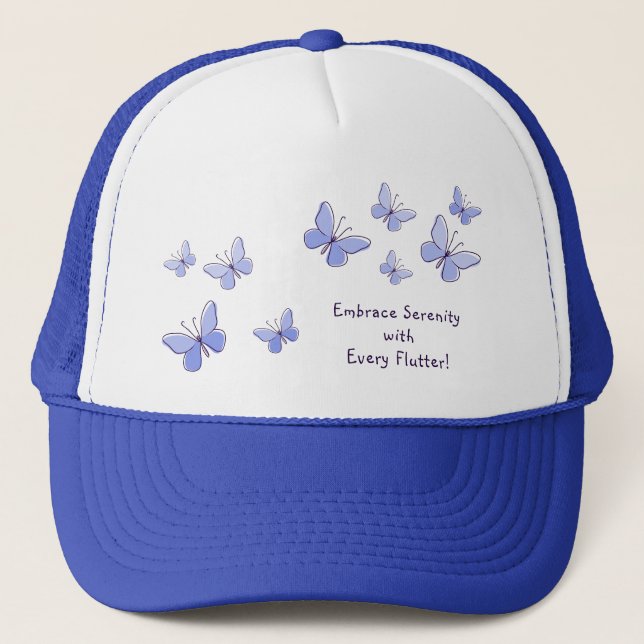 Playful Blue Kaleidoskop Butterflies Sommer Truckerkappe (Vorderseite)