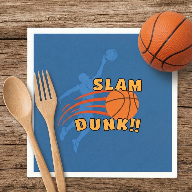 Playful Blue Slam Dunk Basketball Geburtstag Serviette (Von Creator hochgeladen)