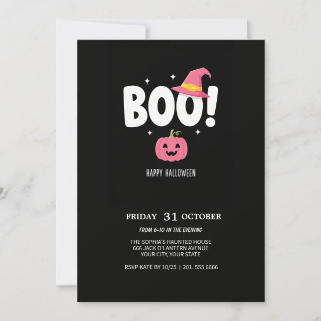 Playful BOO! Halloween-Party Einladung (Vorderseite)