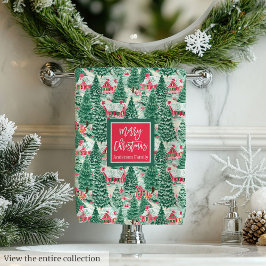 Playful bright pink green Christmas preppy towel Badhandtuch Set