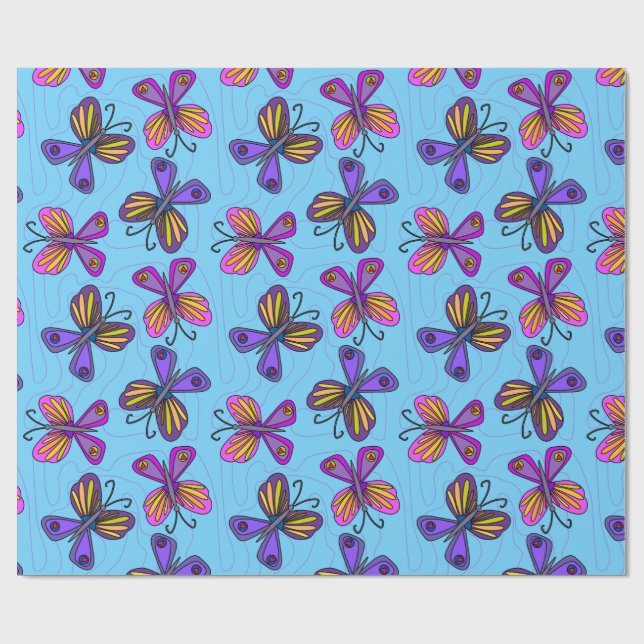 Playful Butterflies Geschenkpapier (Flach)