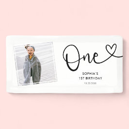 Playful Calligraphy Minimalist 1st Birthday Banner