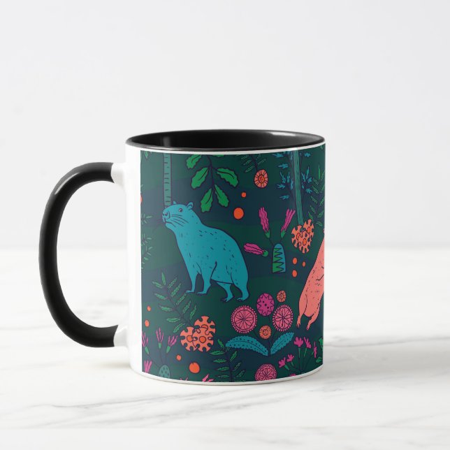 Playful Capybara in the Forest – Tropical Seamless Tasse (Links)