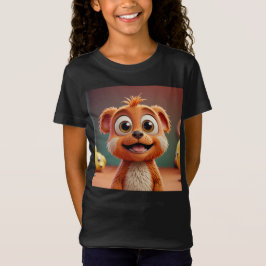 Playful Cartoon Animal T-Shirt for Girls - Bright