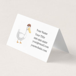 Playful Cartoon Duck with Brown Hat Visitenkarten