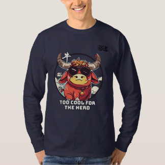 Playful Cartoon Ox Character T - Shirt