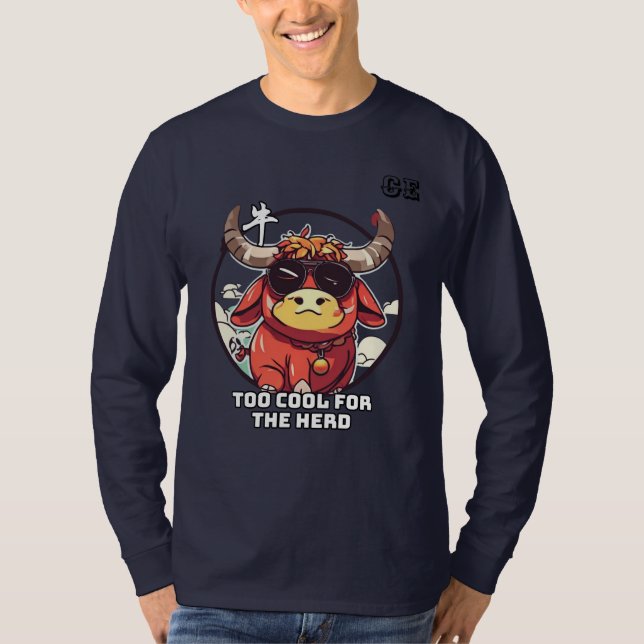 Playful Cartoon Ox Character T - Shirt (Vorderseite)