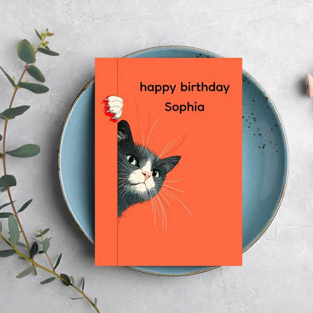 Playful Cat Birthday Greeting Card Karte (Von Creator hochgeladen)