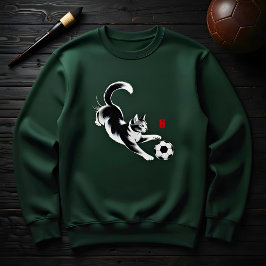 Playful Cat Soccer Sweatshirt for Men