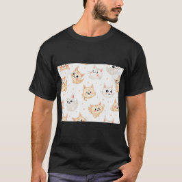 Playful Cats Pattern T-Shirt