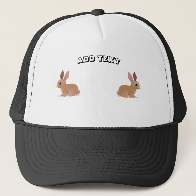 Playful Charm Rabbit Image with ADD TEXT Printed Truckerkappe (Vorderseite)