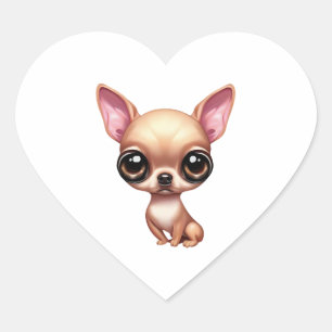 Playful Chihuahua Herz-Aufkleber