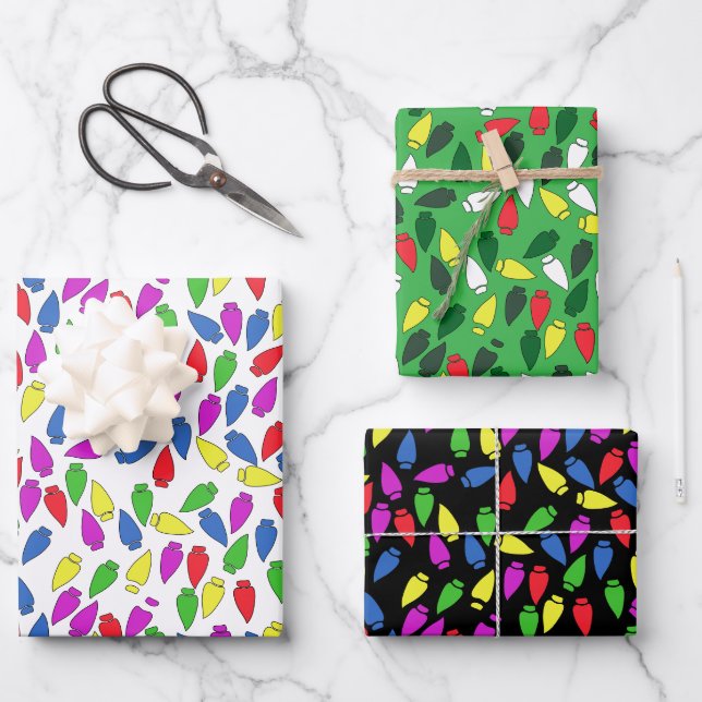 Playful Christmas Lights Geschenkpapier Set (Vorderseite)