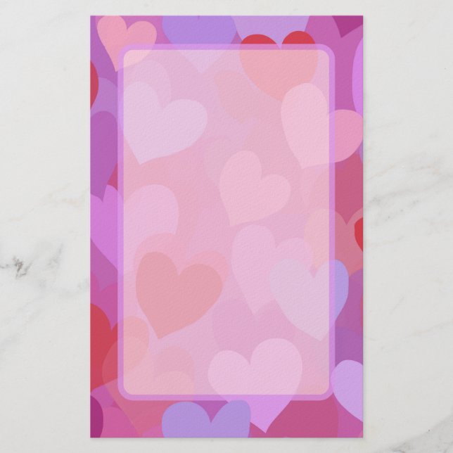 Playful Colorful Heart Pattern Briefpapier (Vorderseite)