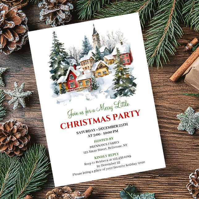 Playful cozy Christmas scene festive party invites Einladung (Playful cozy Christmas scene festive party invitation)
