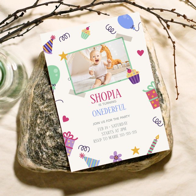 Playful Cupcake 1. Geburtstag Foto Einladung (Von Creator hochgeladen)