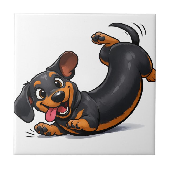 Playful Dachshund Puppy  Fliese (Vorderseite)