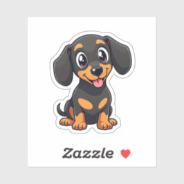 Playful Dackel Puppy - Niedlicher Pastell-Stil Aufkleber