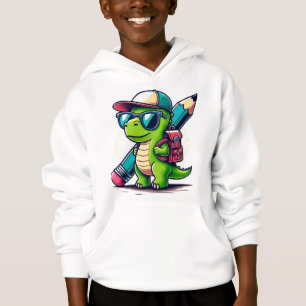 Playful Dinosaurier mit Stift und Rucksack Hoodie