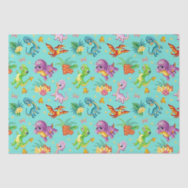 Playful Dinosaurier Seidenpapier (Vorderseite)