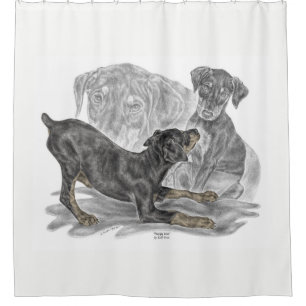 Playful Doberman Pinscher Puppies Duschvorhang