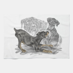Playful Doberman Pinscher Puppies Geschirrtuch