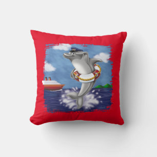 Playful Dolphin Captain - Fun Nautical Adventure Kissen