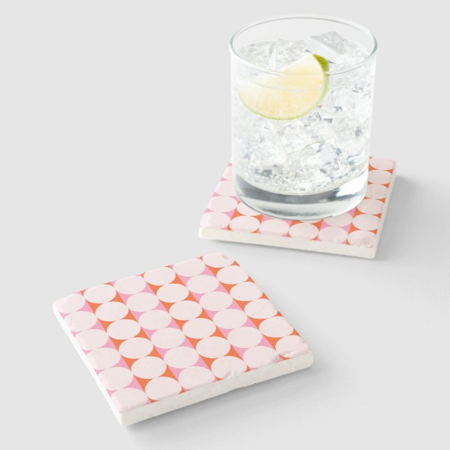 Playful Dots & Stripes - red and pink Steinuntersetzer (Seitenansicht)