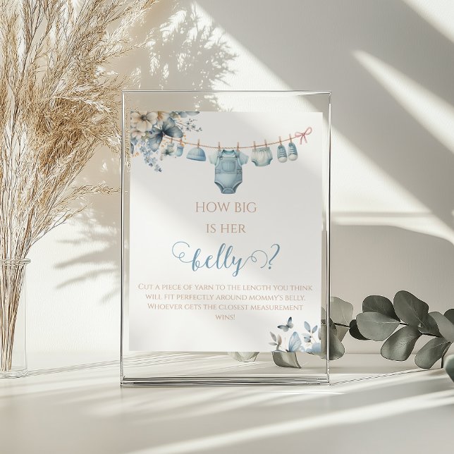 Playful Dusty Blue Baby Bly Guessing Game Floral Poster (Von Creator hochgeladen)