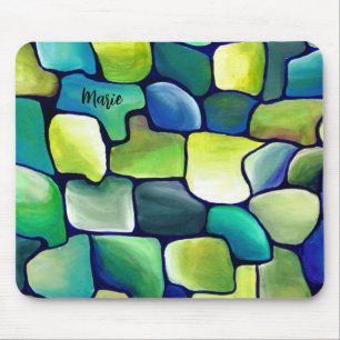 Playful Emerald Contemporary Green Pattern Mousepad