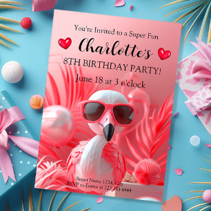 Playful Flamingo Fiesta Geburtstag Einladung