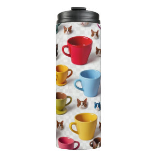 Playful Flower and Cartoon Animal Pattern - Adorab Thermosbecher