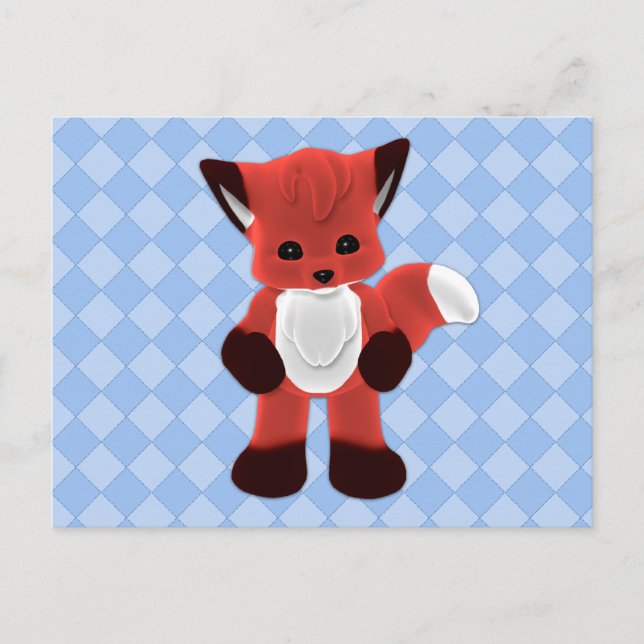 Playful Fox Plushie Postcard Postkarte (Vorderseite)