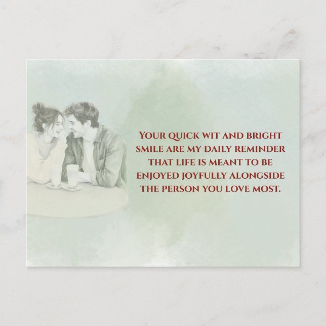 Playful & Funny Love Quote Postcard | Laughing Cou Postkarte (Vorderseite)