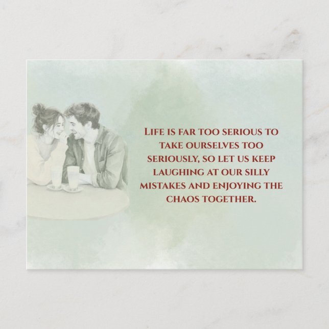 Playful & Funny Love Quote Postcard | Laughing Cou Postkarte (Vorderseite)