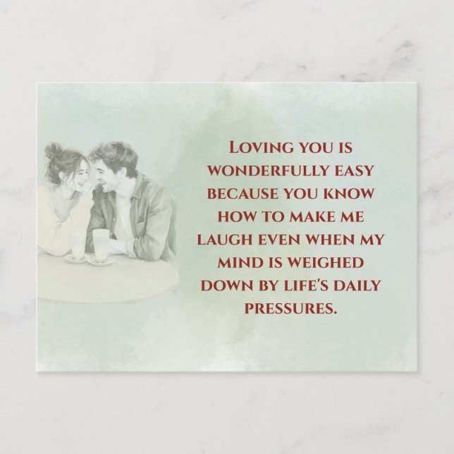 Playful & Funny Love Quote Postcard | Laughing Cou Postkarte (Vorderseite)