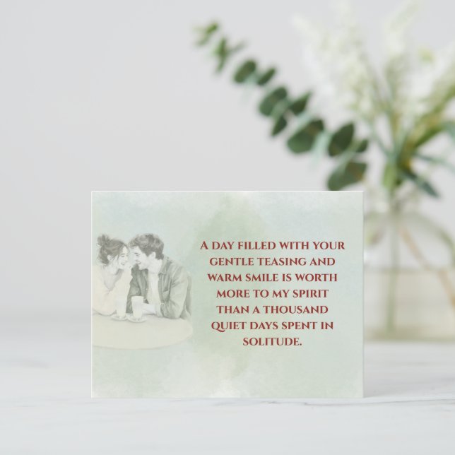 Playful & Funny Love Quote Postcard | Laughing Cou Postkarte (Stehend Vorderseite)
