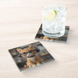 Playful Ginger Cat Glasuntersetzer