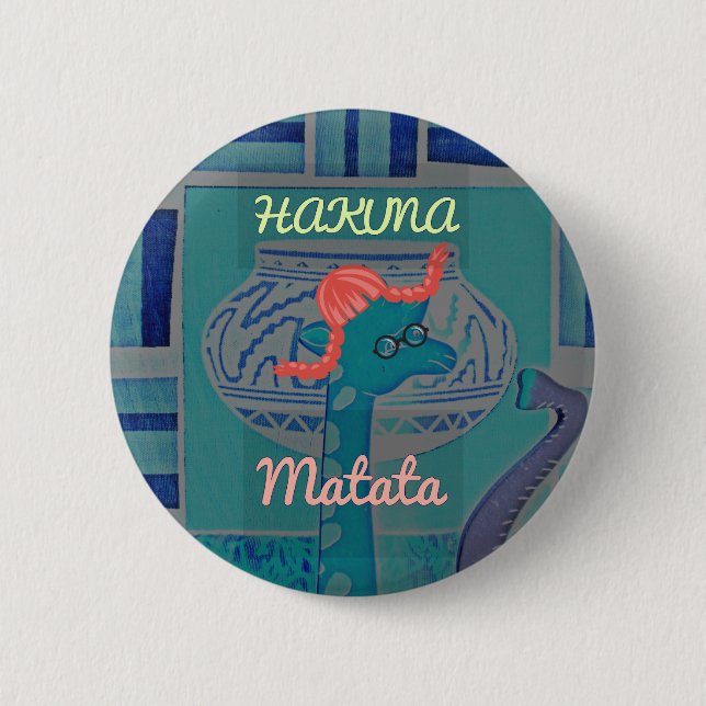 Playful Giraffe Art: Ein afrikanisches Vergnügen Button (Vorderseite)