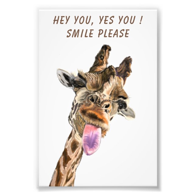 Playful Giraffe Custom Text Funny Poster Print (Vorne)