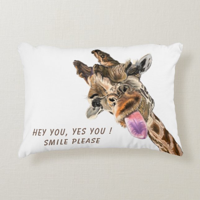 Playful Giraffe Tongue Out Accent Kissen - Lächeln (Vorderseite)