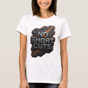 Playful Grau NO SHORT CUTS Slogan T-Shirt