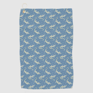 Playful Green Alligator Paisley on Blue Golfhandtuch