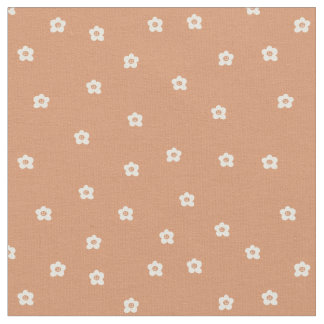 Playful Halloween flower pattern with retro smilin Stoff