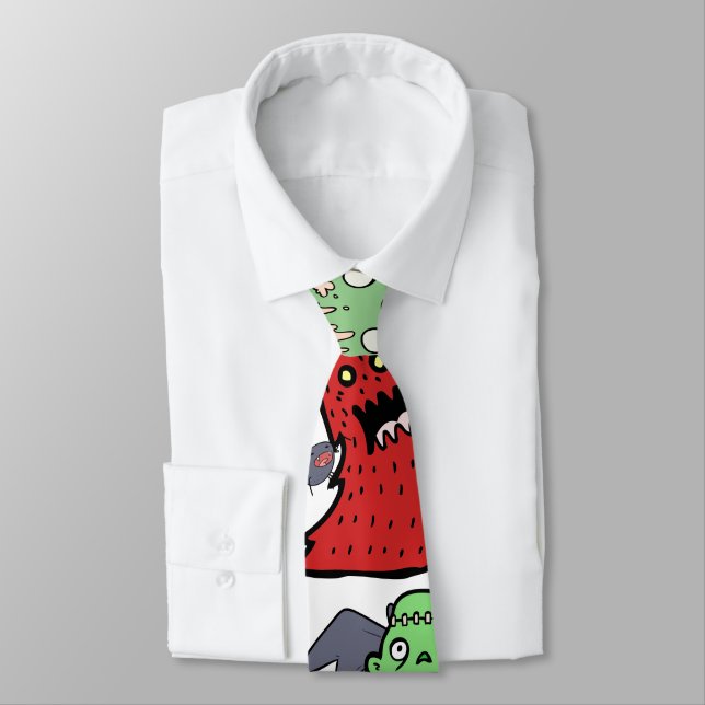 Playful hand drawn cute Ghost cartoon chic Krawatte (Gebunden)
