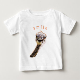 Playful Happy Ostrich Baby T-Shirt Gift - Smile